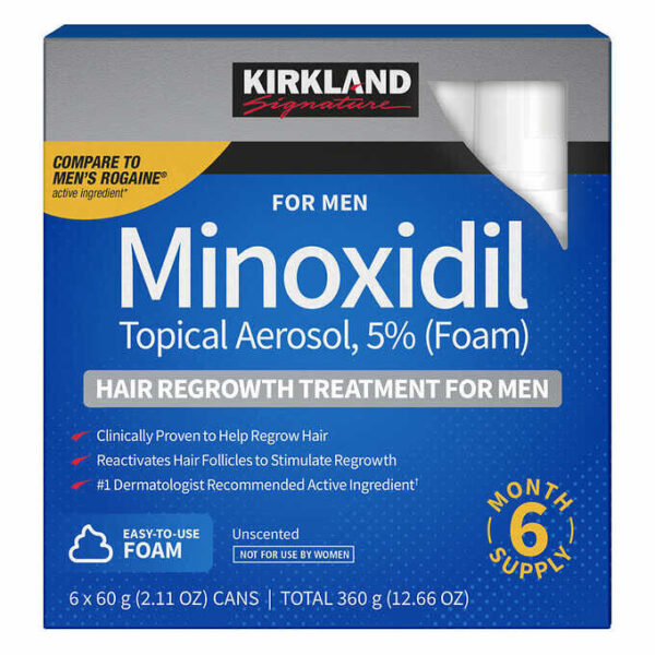 Kirkland Minoxidil 5% Foam Men 6 Month Hair Loss Regrowth Treatment